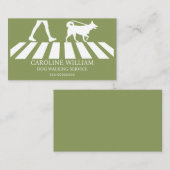 Carte De Visite Sage Simple Dog Walking Image Service pour animaux (Devant / Derrière)