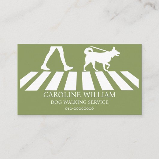 Carte De Visite Sage Simple Dog Walking Image Service pour animaux (Devant)