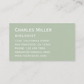 Carte De Visite Sage Simple Moderne Vert Blanc Blanc Élégant Scrip (Dos)