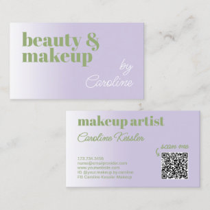 Carte De Visite Sage simple vert Lavande violet blanc Typographie