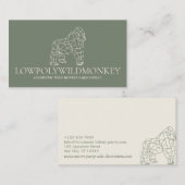 Carte De Visite Sage Vert Animal Gorilla Singe Lowpoly (Devant / Derrière)
