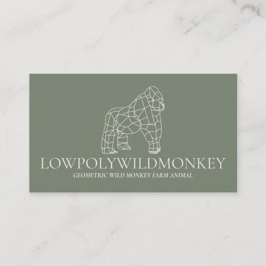 Carte De Visite Sage Vert Animal Gorilla Singe Lowpoly (Devant)