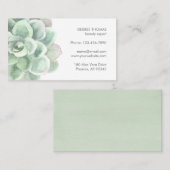 Carte De Visite Sage Vert Aquarelle Botanique Élégant Succulent (Devant / Derrière)