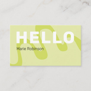 Carte De Visite Sage Vert Blanc Retro Gribouillis Vague Bonjour