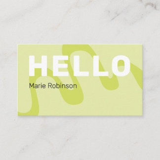 Carte De Visite Sage Vert Blanc Retro Gribouillis Vague Bonjour