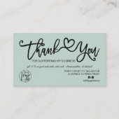 Carte De Visite Sage vert coeur photo logo commander merci (Devant)