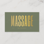 Carte De Visite Sage Vert Et Or Code QR De Massage Et Logo (Devant)