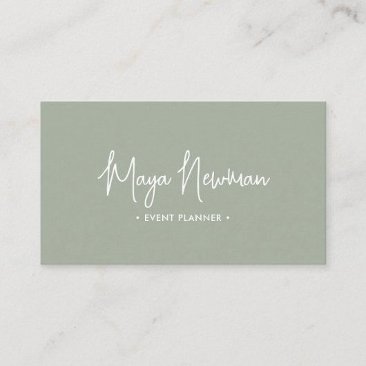 Carte De Visite SAGE VERT Moderne Élégant Minimal QR Code Créatif (Devant)