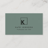 Carte De Visite Sage Vert Moderne Monogramme Logo Minimal (Devant)