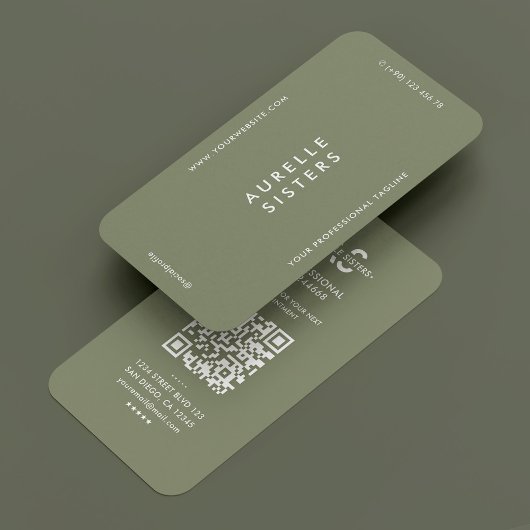 Carte De Visite Sage vert professionnel simple et minimal moderne