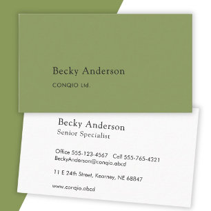 Carte De Visite Sage Vert Universel Professionnel Deux Tons