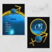 Carte De Visite SAGITTARIUS MONOGRAM saphir bleu noir jaune (Devant / Derrière)
