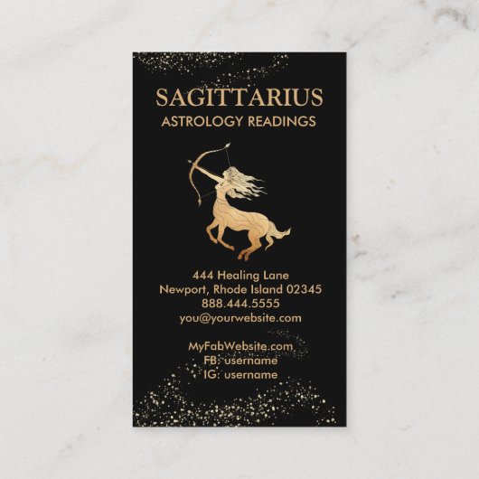 Carte De Visite *~* SAGITTARIUS Zodiac Astrologie Lectures Noir (Dos)