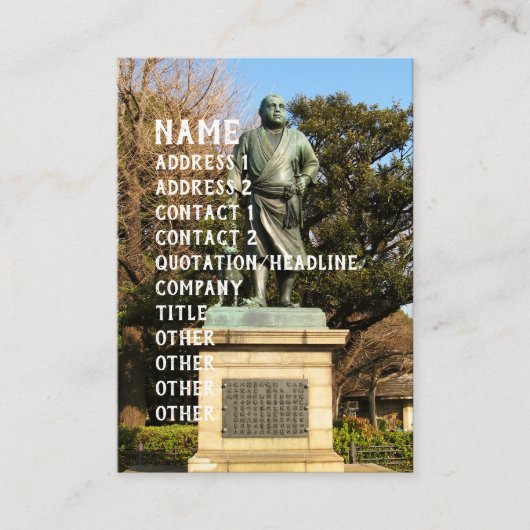 Carte De Visite Saigo Takamori (Le Dernier Samurai) & Statue du Ch (Devant)