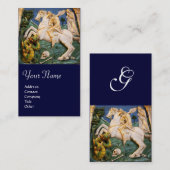 Carte De Visite Saint George, Dragon et Princesse Monogram bleu (Devant / Derrière)