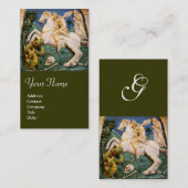 Carte De Visite Saint George, Dragon et Princesse Monogram vert (Devant / Derrière)