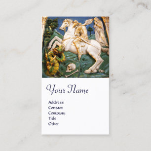 Carte De Visite Saint George, Dragon et Princesse Monogramme Blanc