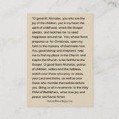 Carte De Visite Saint Nicolas de Myra Prière Noël (Dos)