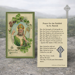 Carte De Visite Saint Patrick's Holy Card avec prière irlandaise