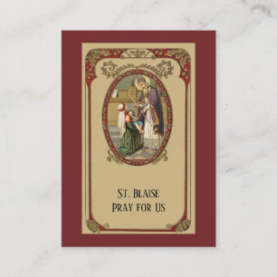 Carte De Visite Saint patron de St Blaise de maladie de gorge
