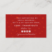 Carte De Visite Saint Valentin Merci Rouge Romantique Coeur Amour (Dos)