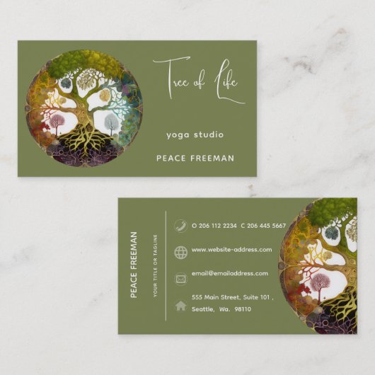 Carte De Visite Saisons | Arbre de vie (Devant / Derrière)