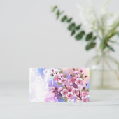 Carte De Visite Sakura rose sur la peinture Arrière - plan (Debout devant)