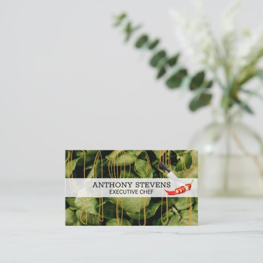 Carte De Visite Salade Bar | Chef | Vaisselle (Debout devant)