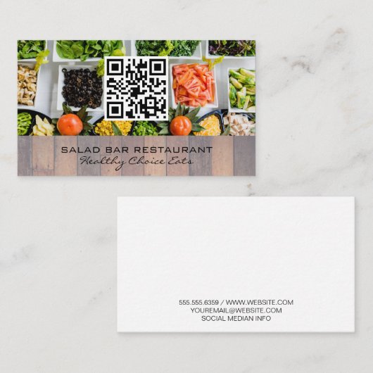 Carte De Visite Salade Bar | Culinaire | Code QR (Devant / Derrière)