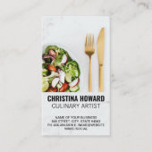 Carte De Visite Salade et argenterie d'or sur marbre (Devant)