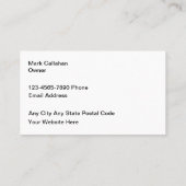 Carte De Visite Salle d'exposition exotique de ventes de voiture (Dos)