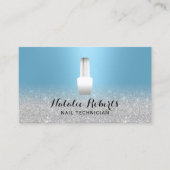 Carte De Visite Salon à ongle Polonais Manicurist Bleu & Argent (Devant)