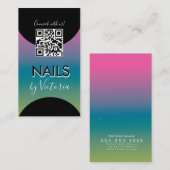 Carte De Visite Salon à ongles Beauté Artiste QR Code Gradient Arc (Devant / Derrière)