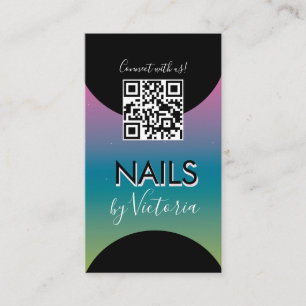 Carte De Visite Salon à ongles Beauté Artiste QR Code Gradient Arc