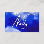 Carte De Visite Salon à ongles bleu Script (Devant)