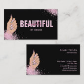 Carte De Visite salon à ongles femme main holographe nails technic (Devant / Derrière)