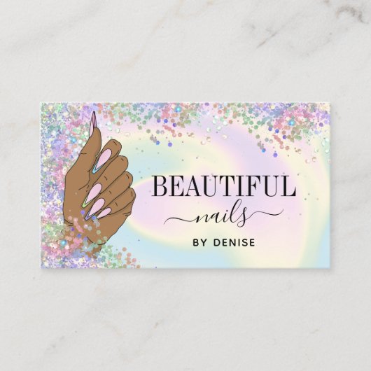 Carte De Visite salon à ongles femme main holographe nails technic (Devant)