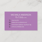 Carte De Visite Salon à ongles Fille violet gris léopard Poster de (Dos)