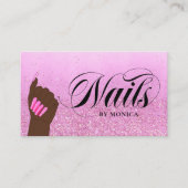 Carte De Visite Salon à ongles Hot rose Glam Parties scintillant M (Devant)