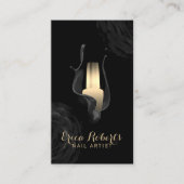 Carte De Visite Salon à ongles Manicuriste moderne Black Gold Flor (Devant)