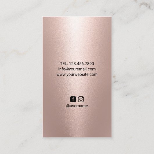 Carte De Visite Salon à ongles Manicuriste Rose or polonais noir (Dos)