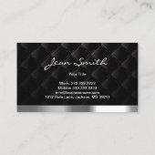 Carte De Visite Salon à ongles moderne argent et noir élégant (Dos)