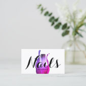 Carte De Visite Salon à ongles moderne violet polonais bouteille M (Debout devant)