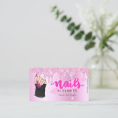 Carte De Visite Salon à ongles rose Diamond Déchets Parties scinti (Debout devant)