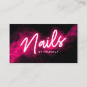 Carte De Visite Salon à ongles rose et fumée/Technicien (Devant)