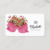 Carte De Visite Salon à ongles rose et vert (Devant)