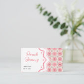 Carte De Visite Salon à ongles rose Motif noir modifiable (Debout devant)