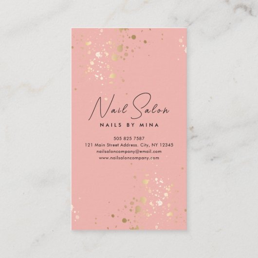 Carte De Visite Salon à ongles rose or (Dos)
