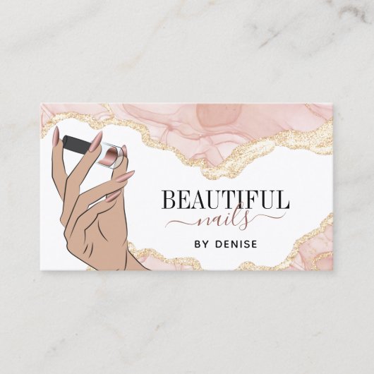 Carte De Visite salon à ongles rose vif femme technicien des ongle (Devant)