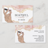 Carte De Visite salon à ongles rose vif femme technicien des ongle (Devant / Derrière)